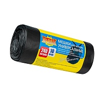 Мешки для мусора 240 л, черные, в рулоне 10 шт., ПНД 40 мкм, 1250х1000 мм, Крепак, 4607075710153 в Южно-Сахалинске