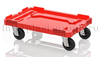 Тележка пластиковая сплошная без тормозов усиленная красная в Южно-Сахалинске