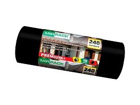 Мешки для мусора 240 л, ароматизированные, черные, в рулоне 10 шт., ПВД 45 мкм, 1300х930 мм, PREMIUM+, 24010830 в Южно-Сахалинске