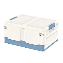Ящик пластиковый складной белый, дно синее, 480х360х240 мм в Южно-Сахалинске