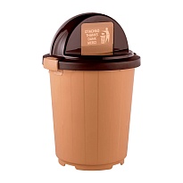 Мусорный бак с крышкой - клавишей 105 л бежевый 105 бежевый в Южно-Сахалинске