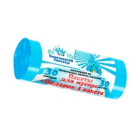 Мешки для мусора 30 л, голубые, в рулоне 30 шт. + 3 пакета в подарок, ПНД, 5 мкм, 560х480 мм, Королевство Чистоты, МК3964 (ПЭКЧ-30-30г) в Южно-Сахалинске