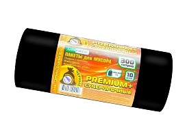 Мешки для мусора 300 л, черные, в рулоне 10 шт., ПВД 70 мкм, 1400х1000 мм, PREMIUM+, 30010160 в Южно-Сахалинске