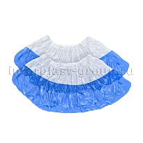 Бахилы бело-синие 1000 шт (500 пар), 48 мкм, двойная подошва, с одной резинкой, Эконом+ в Южно-Сахалинске