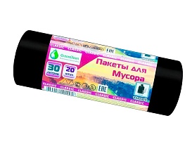 Мешки для мусора 30 л, черные, в рулоне 20 шт., ПНД, 7 мкм, 600х500 мм, MIRPACK Classik, 302040 в Южно-Сахалинске