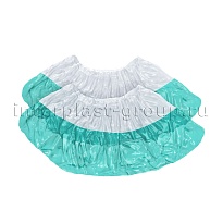 Бахилы бело-бирюзовые 1000 шт (500 пар), 48 мкм, двойная подошва, с одной резинкой, Эконом+ в Южно-Сахалинске