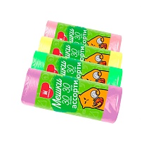 Мешки для мусора 30 л, ассорти, в рулоне 30 шт., ПНД, 5 мкм, 560х480 мм, Эконом, МЭ8716 в Южно-Сахалинске