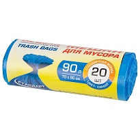 Мешки для мусора 90 л, синие, в рулоне 20 шт., ПНД, 14 мкм, 900х700 мм, LAIMA ULTRA, 607693 в Южно-Сахалинске