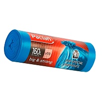 Мешки для мусора 160 л, синие, в рулоне 10 шт., ПВД, 21 мкм, 1200х870 мм, PACLAN Big&Strong, 604075 в Южно-Сахалинске