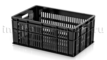 Ящик для молока, мяса, овощей и фруктов большая перфорация дно сплошное черный в Южно-Сахалинске