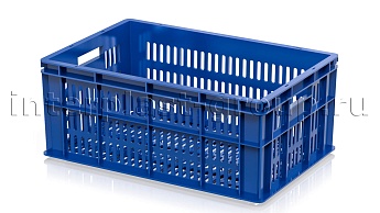Ящик для молока, мяса, овощей и фруктов большая перфорация дно перфорированное синий в Южно-Сахалинске