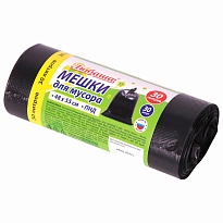 Мешки для мусора 30 л, черные, в рулоне 30 шт., ПНД, 7 мкм, 550х480 мм, Любаша, 608089 в Южно-Сахалинске