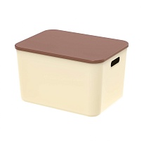 Ящик пластиковый вкладываемый бежевый с коричневой крышкой 410х305х245 мм в Южно-Сахалинске