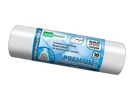 Мешки для мусора 300 л, белые, в рулоне 10 шт., ПВД 70 мкм, 1400х1000 мм, PREMIUM+, 300101602 в Южно-Сахалинске