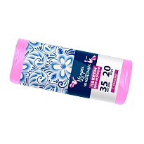 Мешки для мусора 35 л, с ушками, розовые, в рулоне 20 шт., ПНД, 12 мкм, 655х500 мм, Узоры Чистоты, МУ3469 (МСУ-35роз) в Южно-Сахалинске