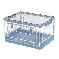 Ящик пластиковый складной прозрачный, дно синее, 490х360х280 мм, с колесиками в Южно-Сахалинске